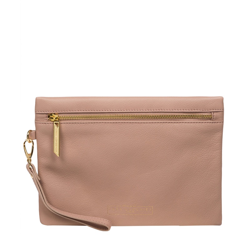 'Chalfont' Blush Pink Leather Clutch Bag