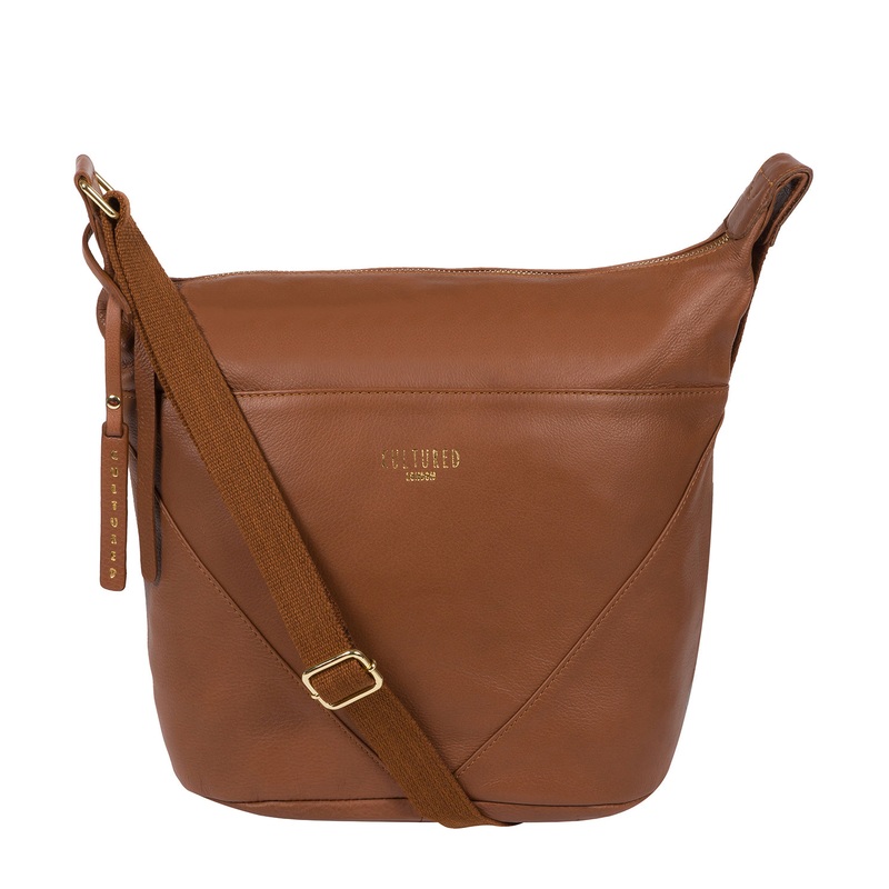 'Chelsea' Dark Tan Leather Shoulder Bag