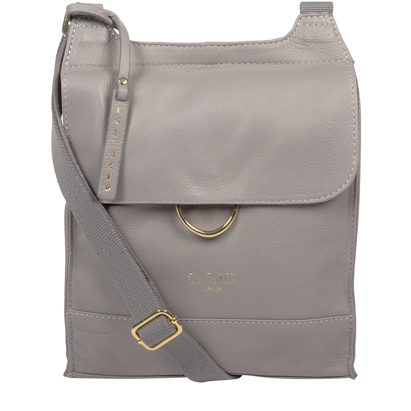 'Covent' Grey Leather Cross Body Bag