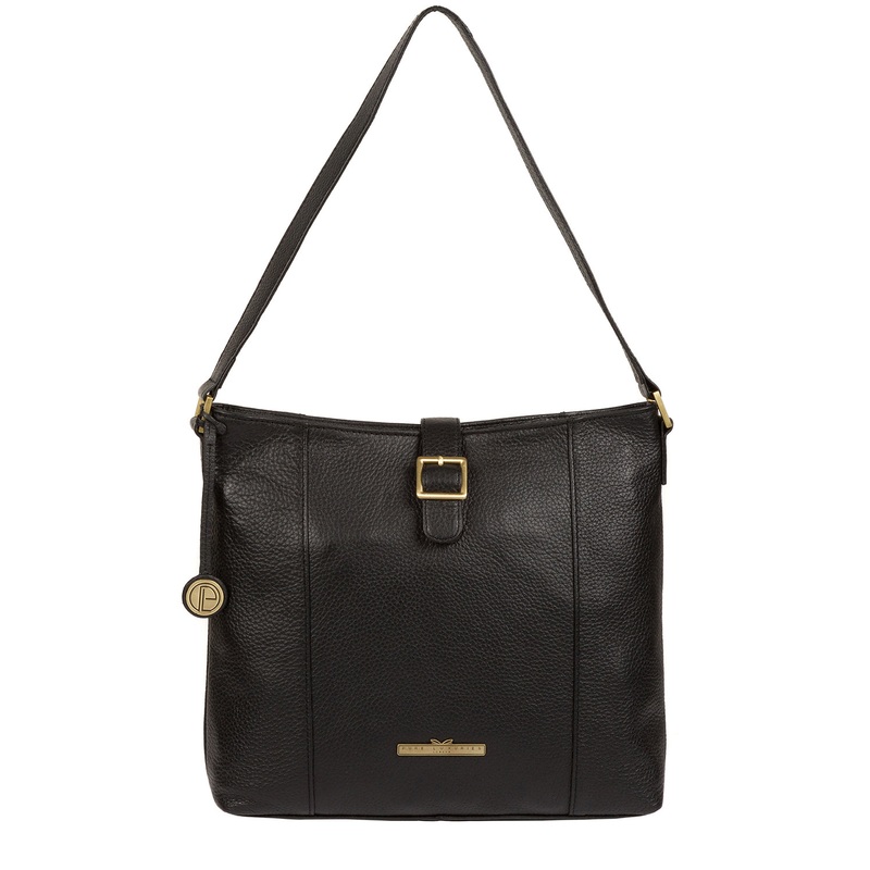 'Elaine' Black Leather Shoulder Bag