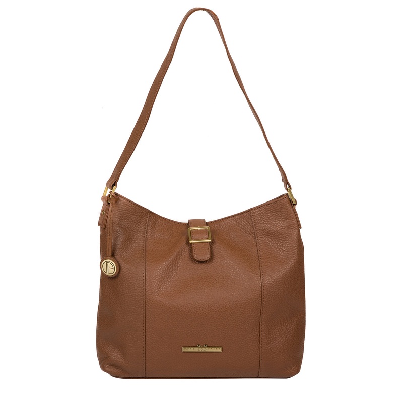 'Elaine' Tan Leather Shoulder Bag