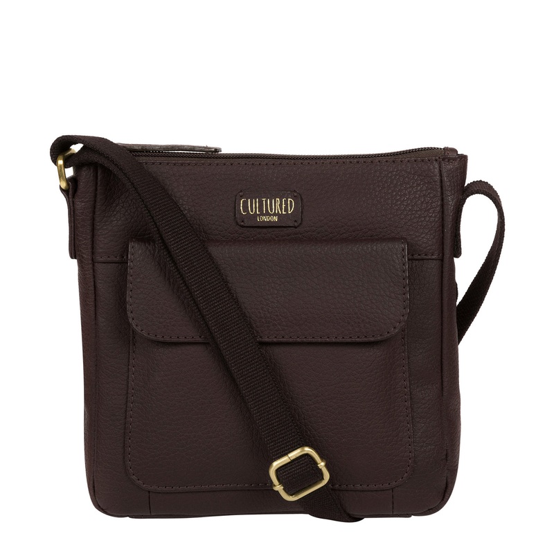 'Elna' Dark Chocolate Leather Small Cross Body Bag