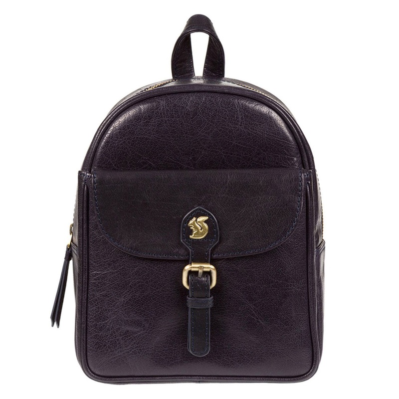 'Eloise' Navy Leather Backpack