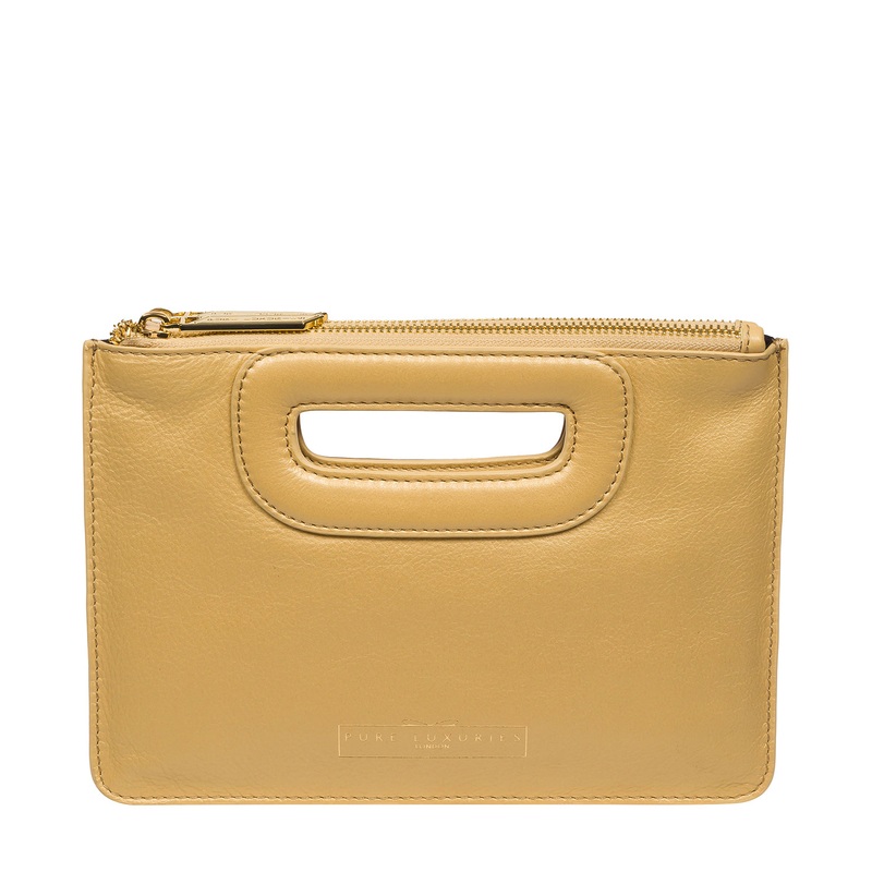 'Esher' Metallic Gold Leather Clutch Bag