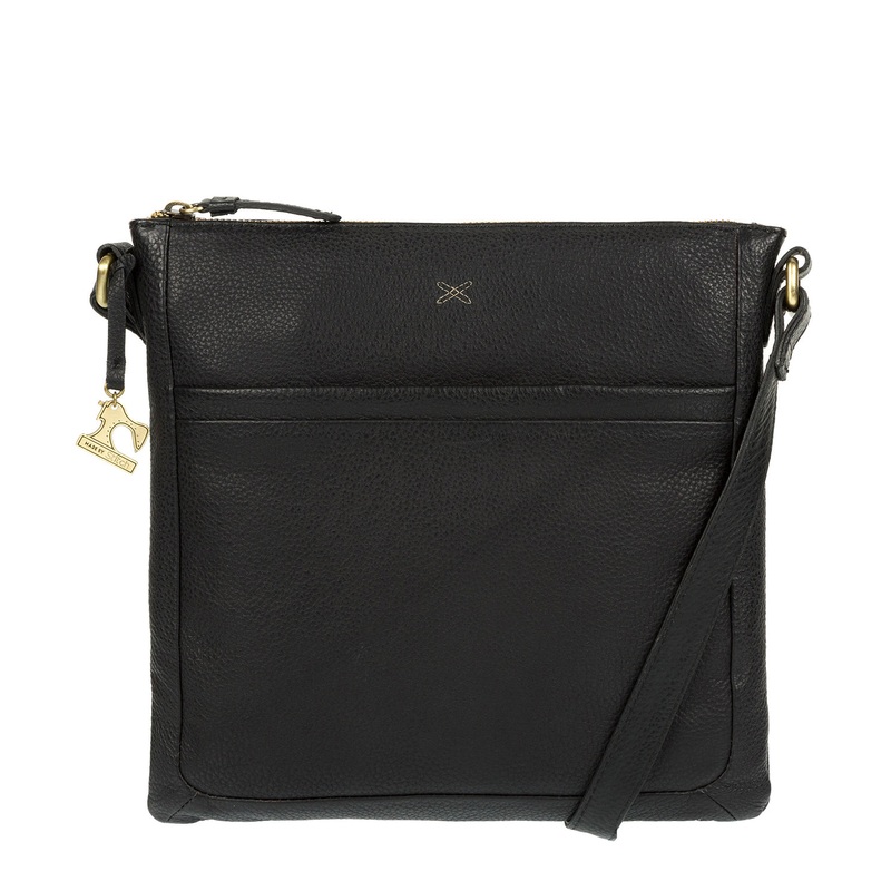 'Essie' Black Leather Cross Body Bag