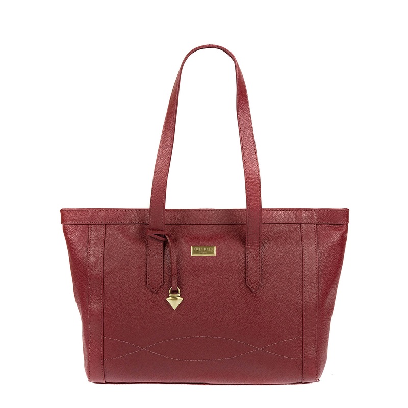 'Ferne' Ruby Red Leather Tote Bag
