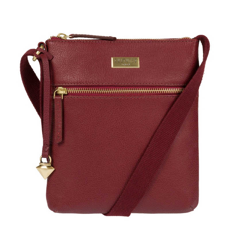 'Halle' Ruby Red Leather Cross-Body Bag
