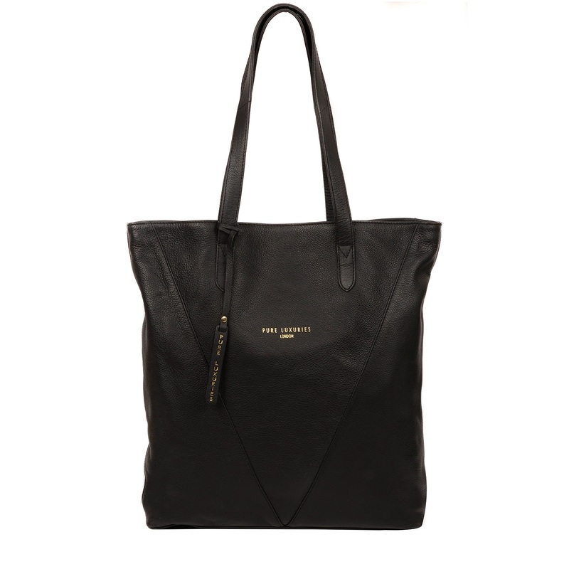 'Hatton' Black Leather Shopper Bag
