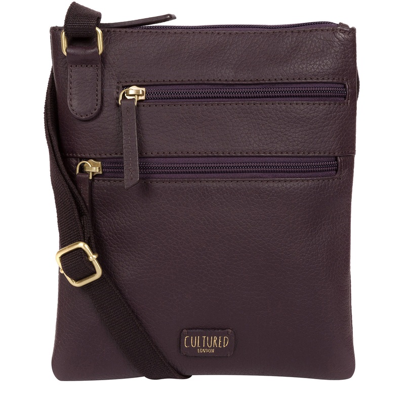 'Heloise' Plum Leather Small Cross Body Bag