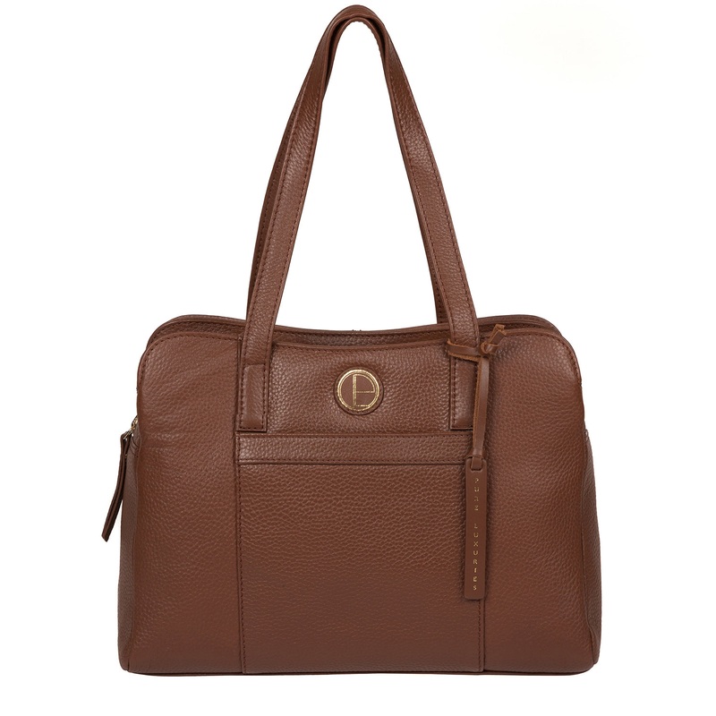 'Henna' Dark Tan Leather Handbag