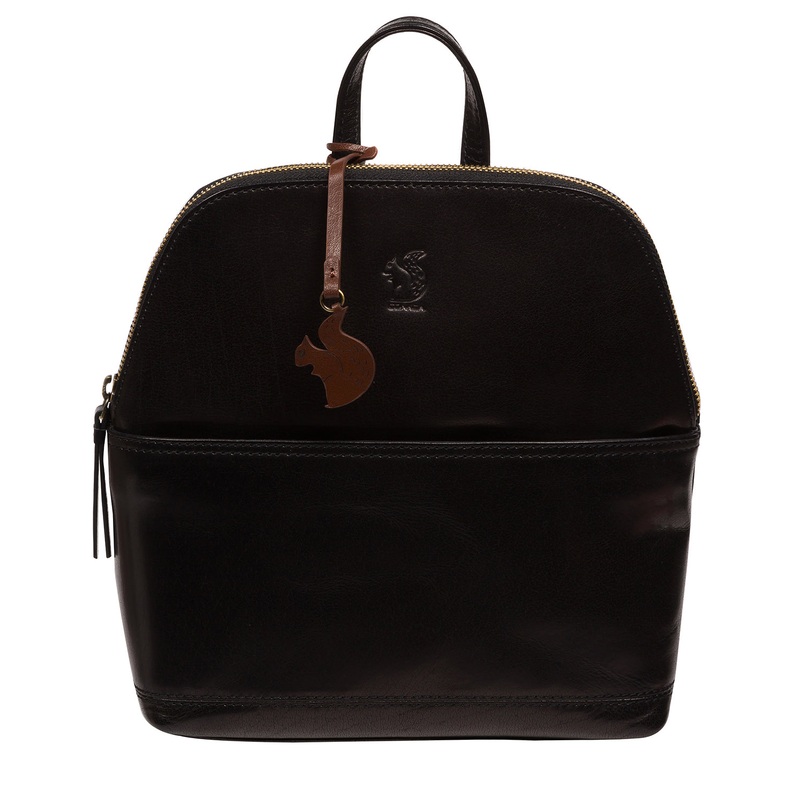 'Hollis' Black Leather Backpack