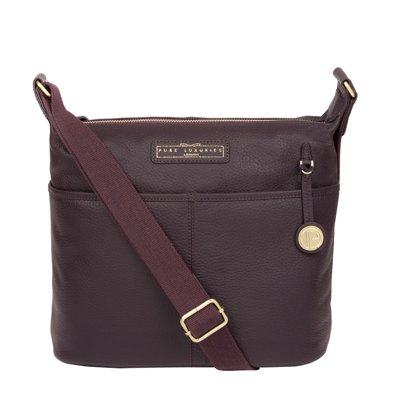 'Hove' Plum Leather Shoulder Bag