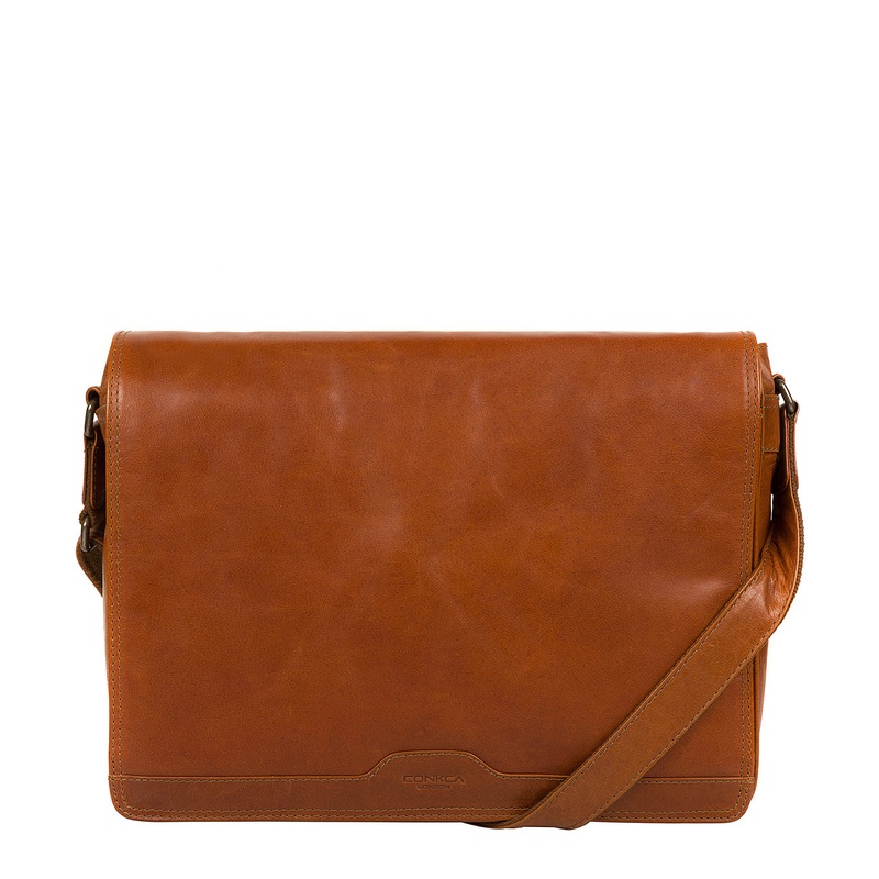 'Islington' Chestnut Leather Messenger Bag