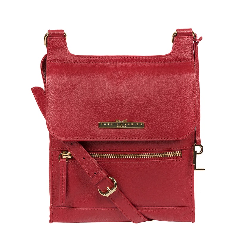 'Kempston' Deep Red Leather Cross Body Bag