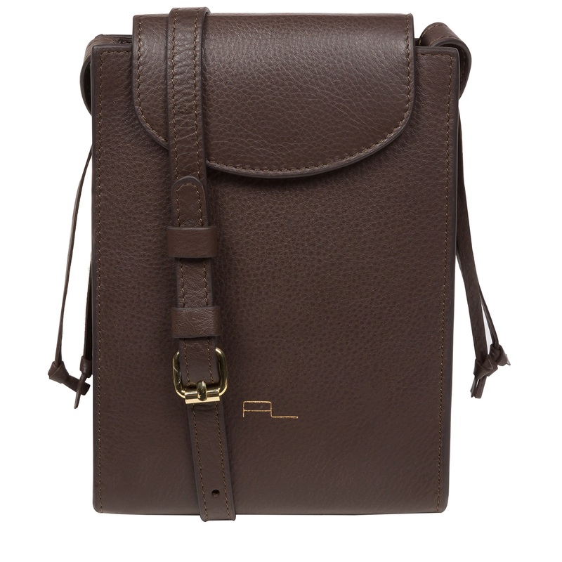 'Kiana' Hot Fudge Nappa Leather Cross Body Phone Bag