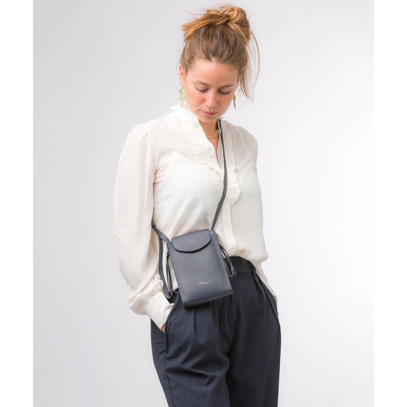 'Kiana' Navy Nappa Leather Cross Body Phone Bag