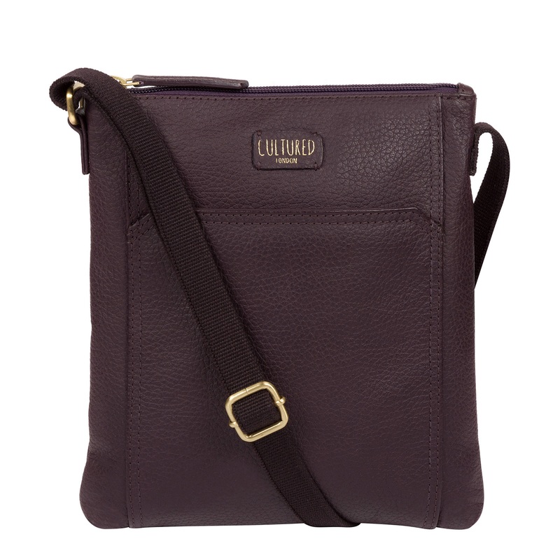 'Lucie' Plum Leather Small Cross Body Bag