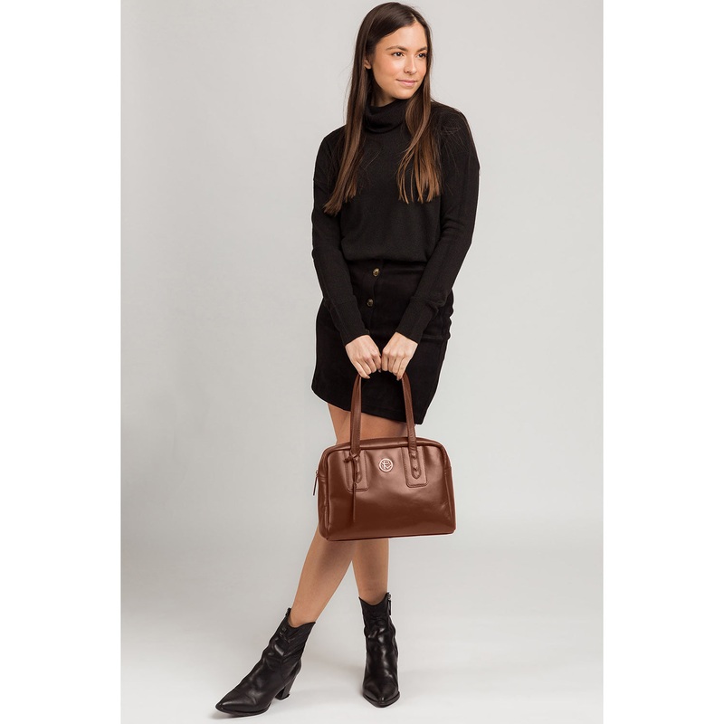 'Madox' Cognac Leather Handbag