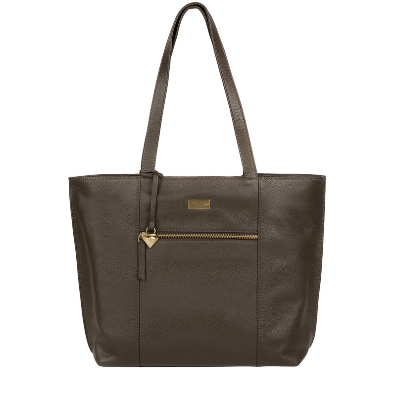 'Makayla' Olive Leather Tote Bag