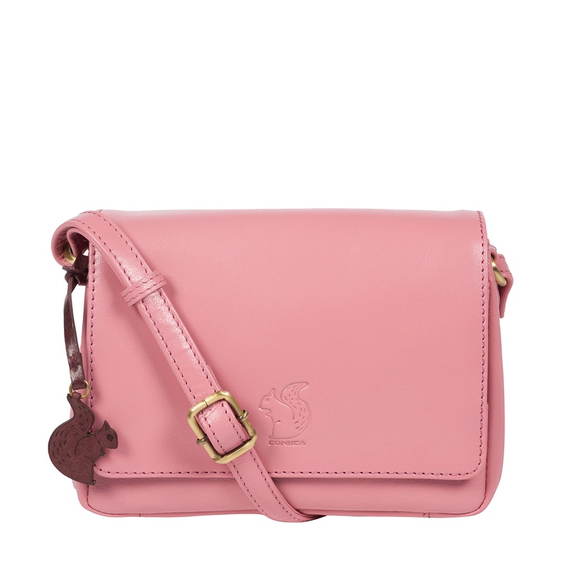 'Marta' Blush Leather Cross Body Bag