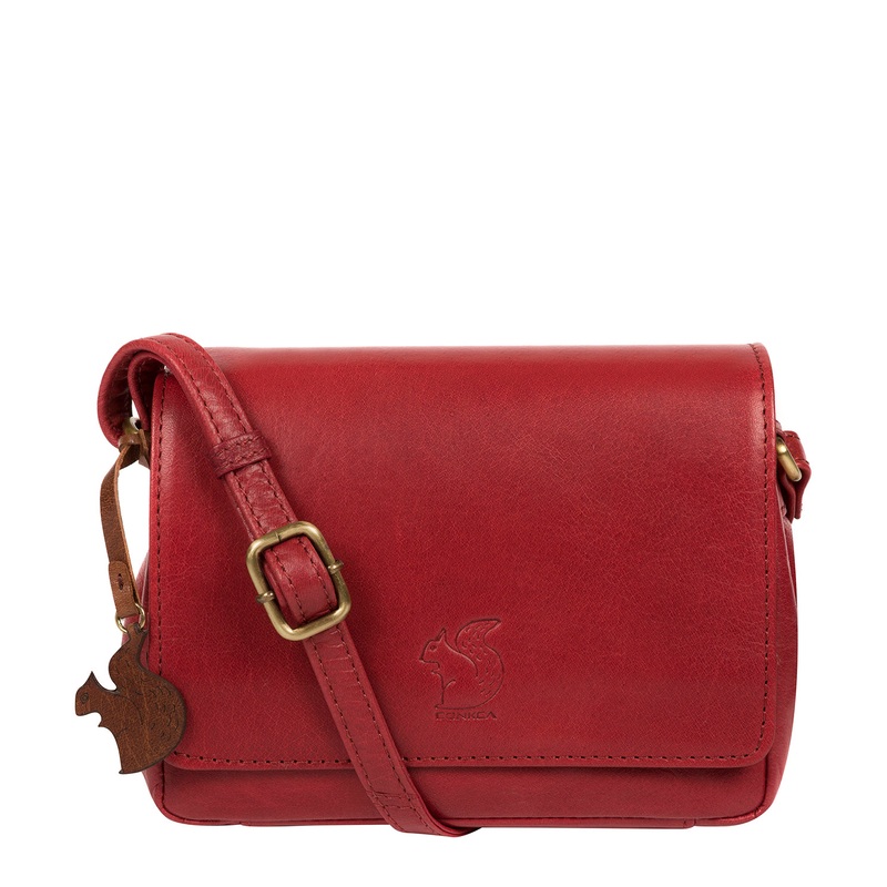 'Marta' Chilli Pepper Leather Cross Body Bag
