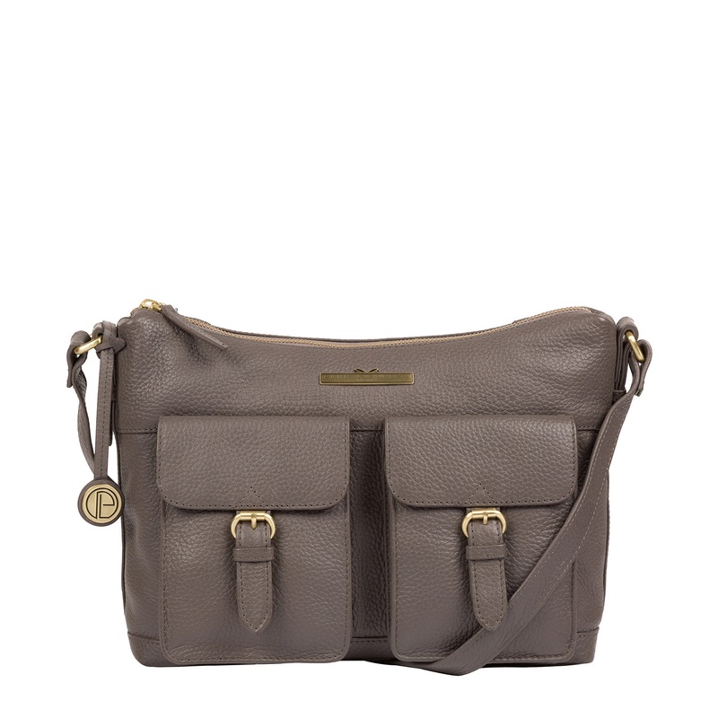 'Natasha' Grey Leather Shoulder Bag
