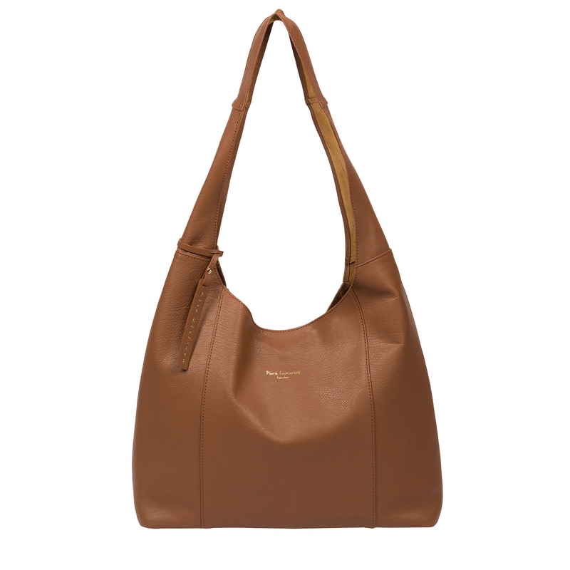 'Nina' Dark Tan Leather Shoulder Bag