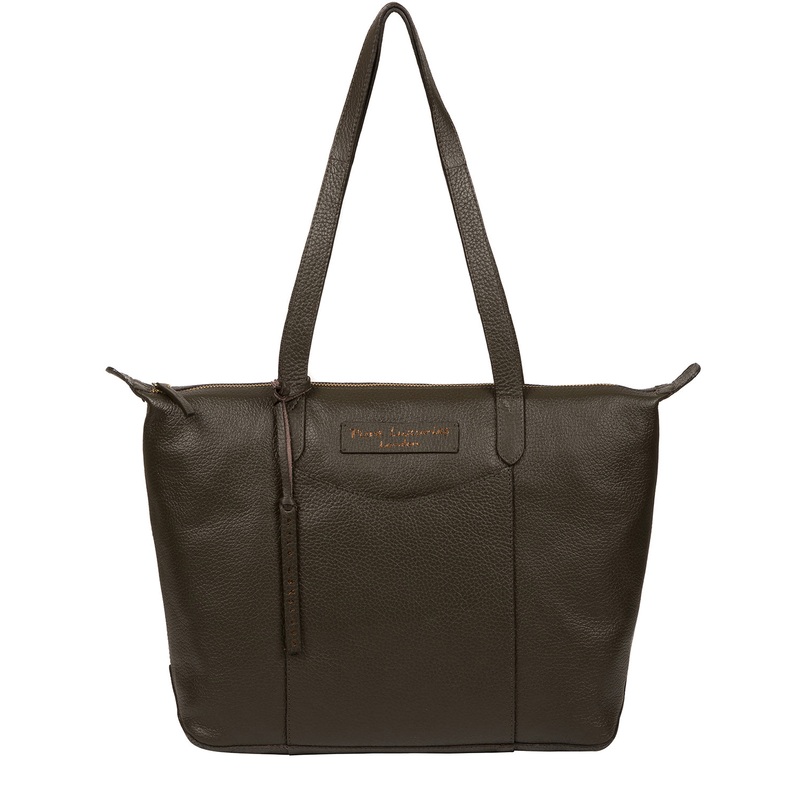 'Oval' Hunter Green Leather Tote Bag