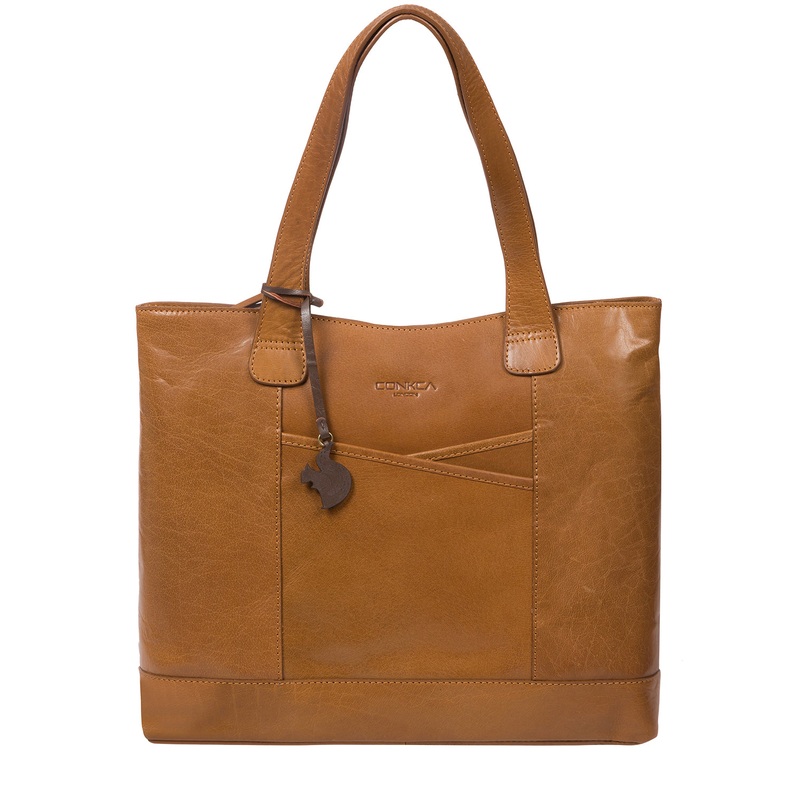 'Patience' Dark Tan Leather Tote Bag