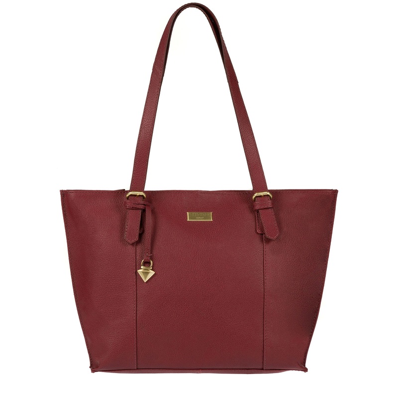 'Penny' Ruby Red Leather Tote Bag