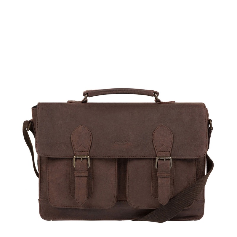 'Pinter' Vintage Brown Leather Work Bag