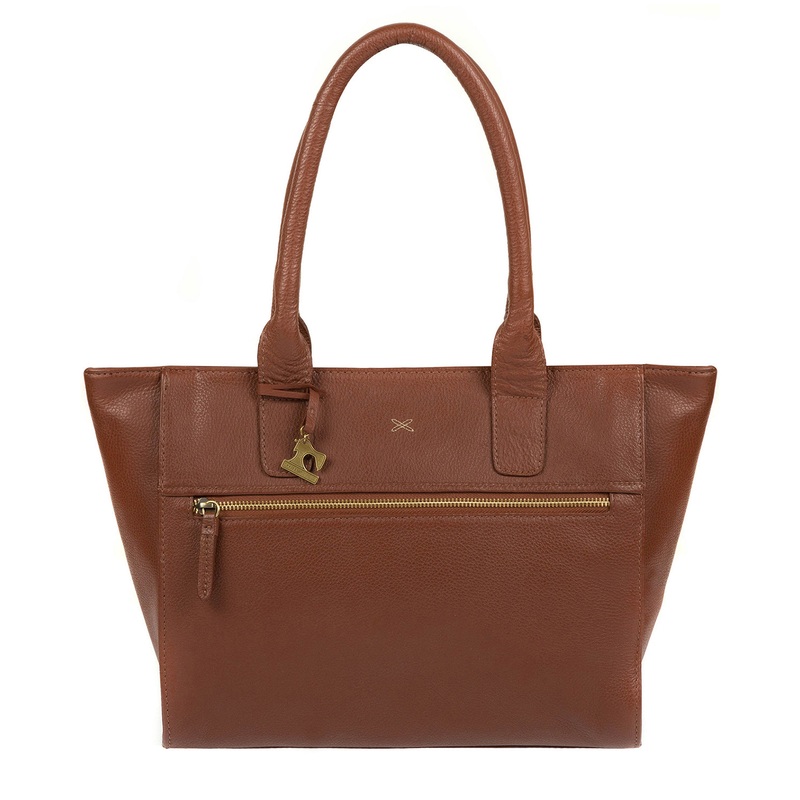 'Quinn' Cognac Leather Tote Bag