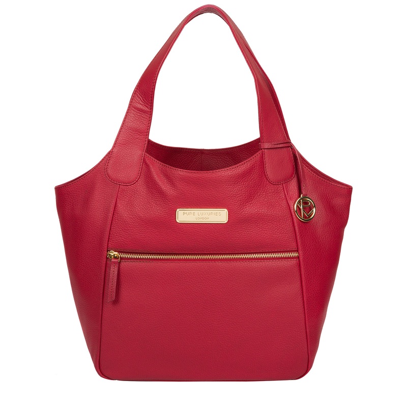 'Roxanne' Berry Red Leather Tote Bag
