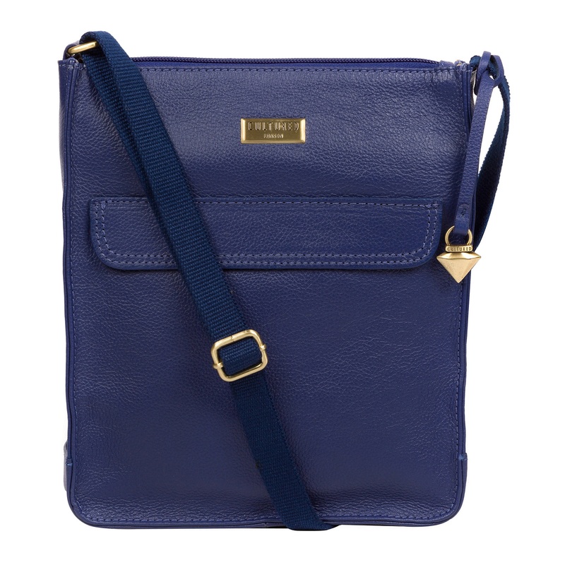 'Sarah' Mazarine Blue Leather Cross Body Bag