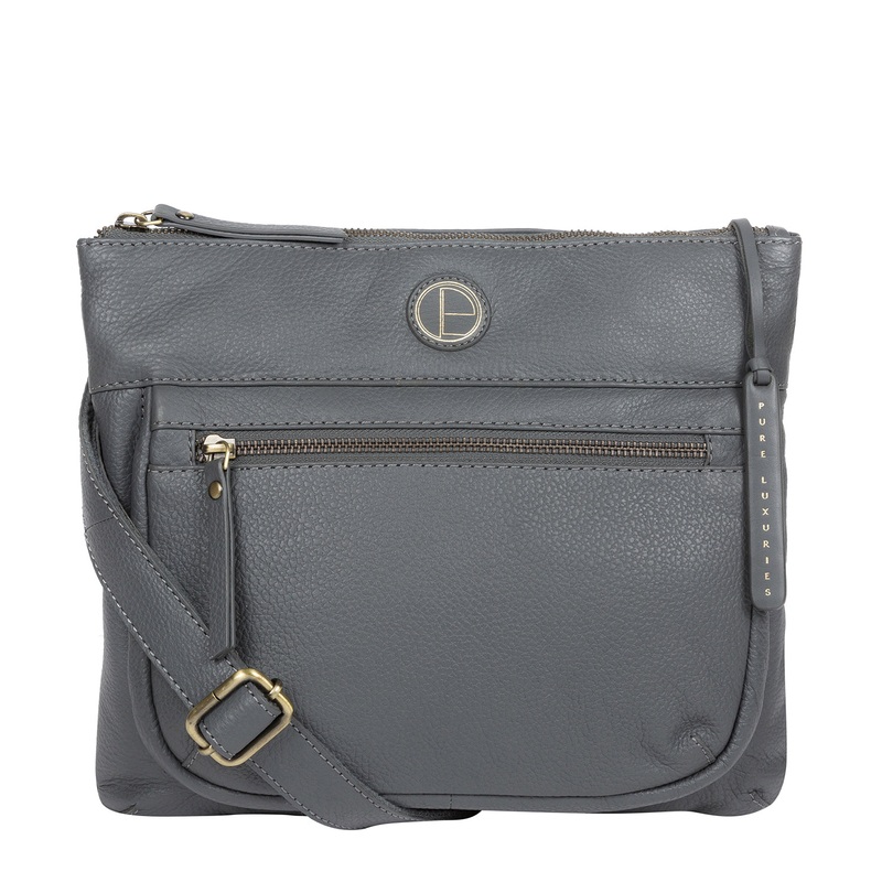 'Serenity' Grey Leather Cross Body Bag