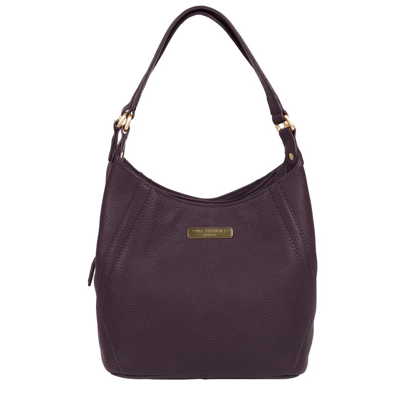 'Somerby' Plum Leather Shoulder Bag