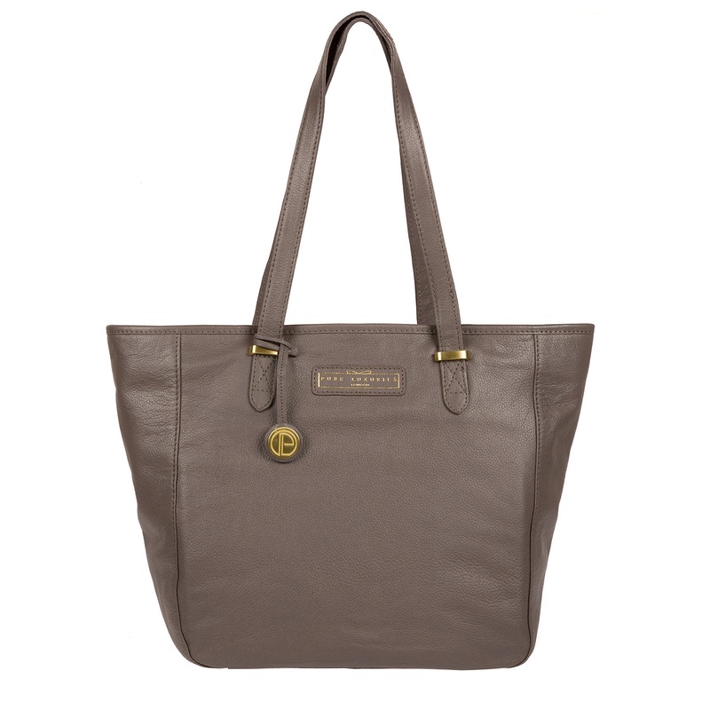 'Spalding' Grey Leather Tote Bag