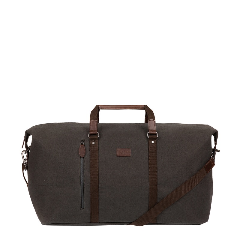 'Suttom' Grey Canvas & Leather Holdall