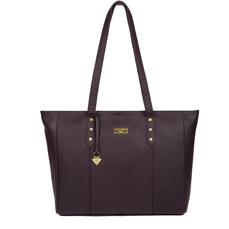 'Tabia' Fig Leather Tote Bag