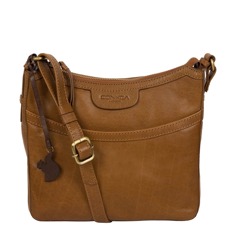 'Tamara' Dark Tan Leather Cross Body Bag