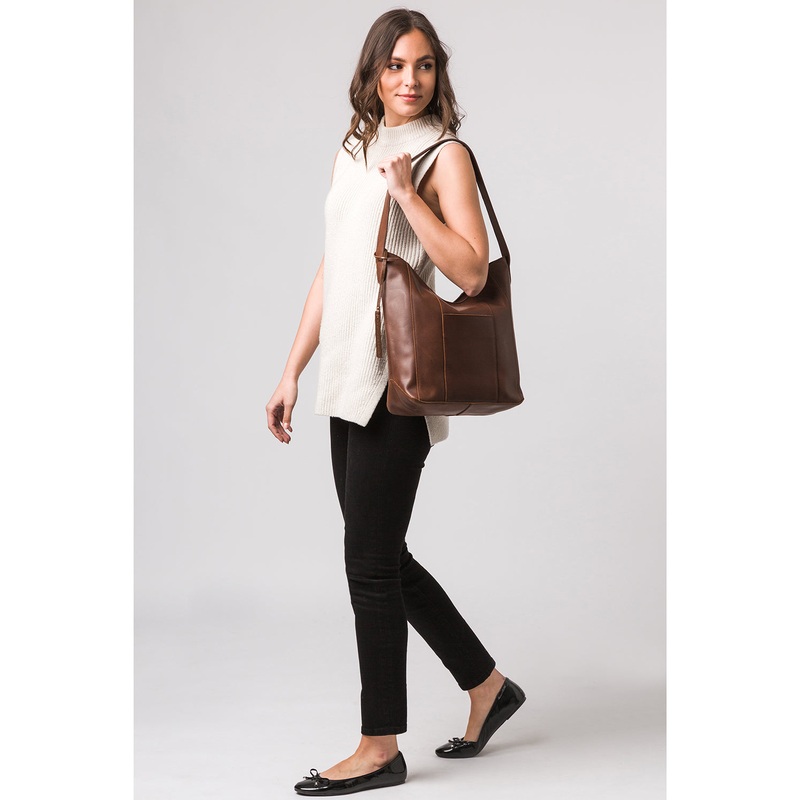 'Winchester' Ombr Chestnut Vegetable-Tanned Leather Shoulder Bag