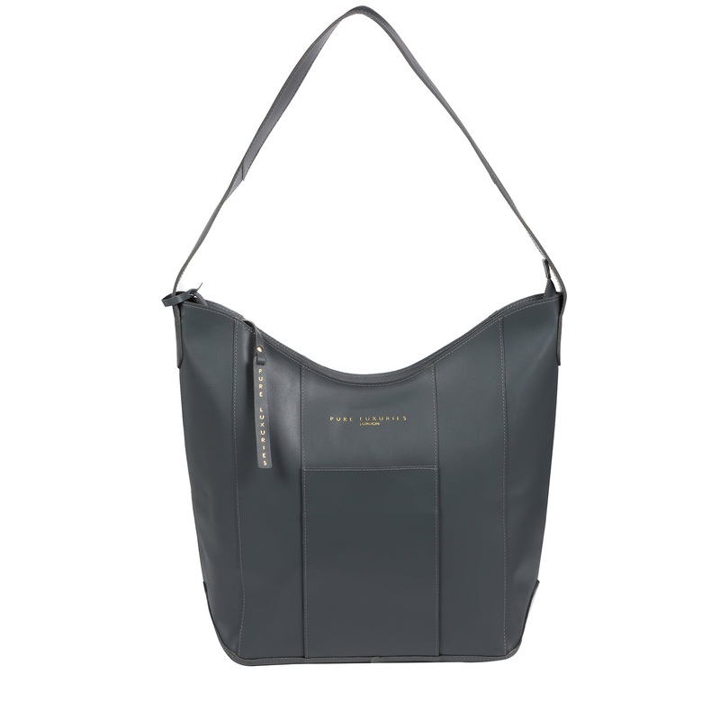 'Winchester' Smoky Blue Vegetable-Tanned Leather Shoulder Bag
