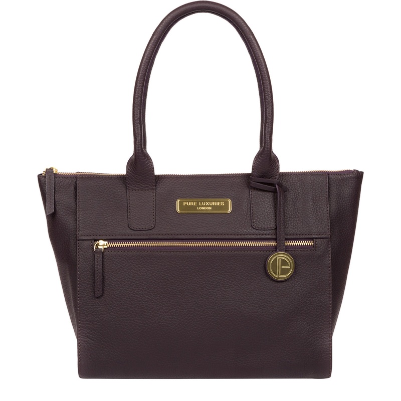 'Yeovil' Plum Leather Tote Bag