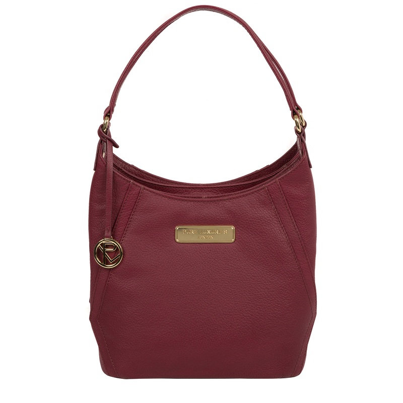 'Abigail' Pomegranate Leather Shoulder Bag