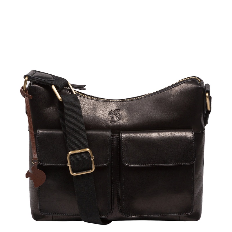 'Aimee' Black Leather Shoulder Bag