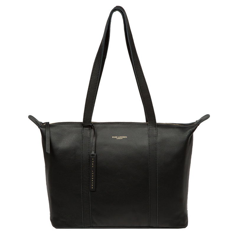 'Alcester' Black Leather Tote Bag