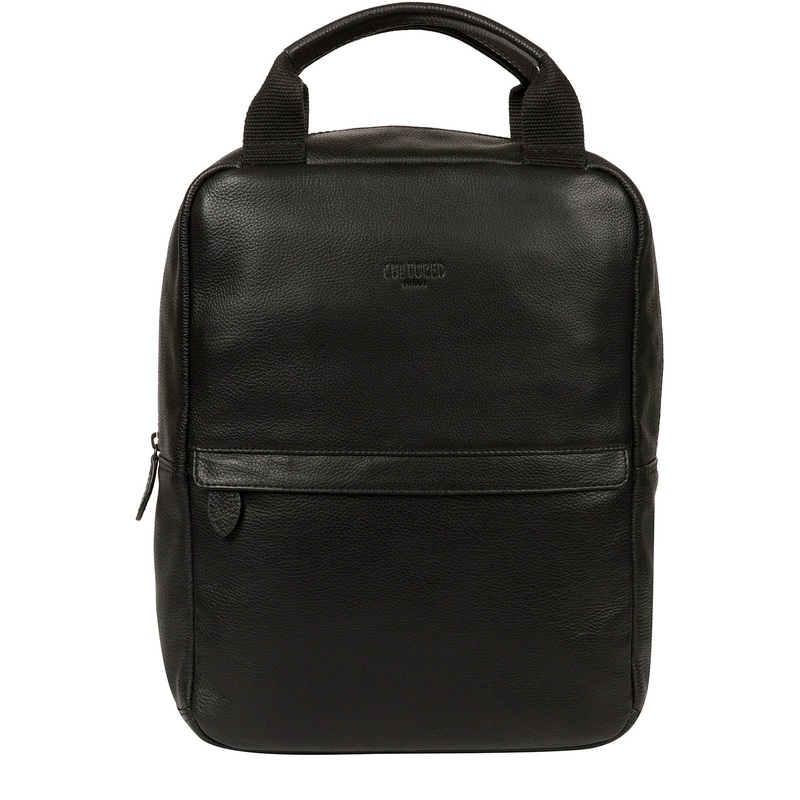 'Alps' Black Leather Backpack