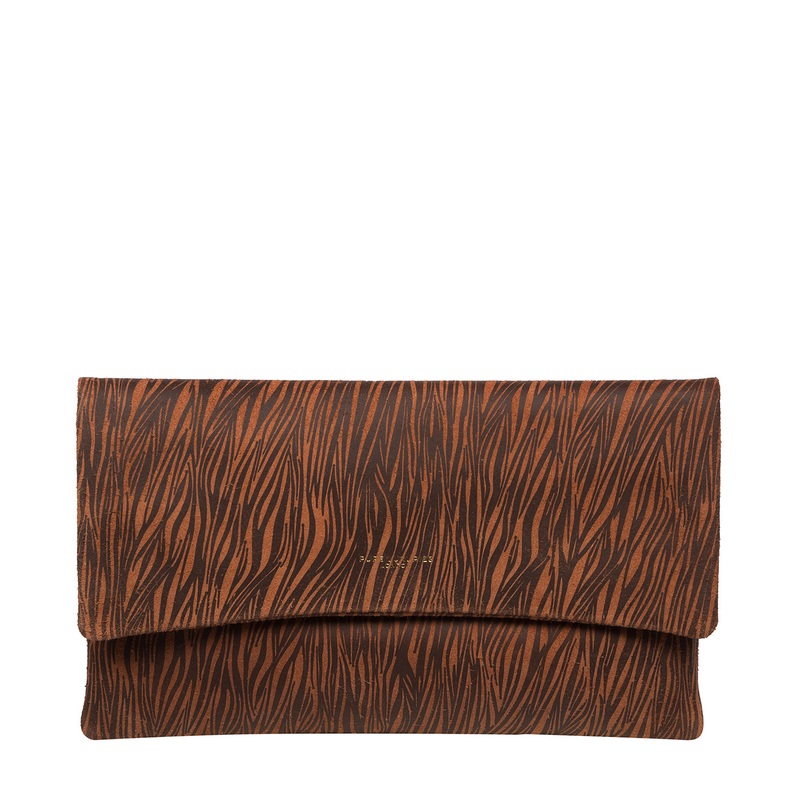 'Amelia' Animal Print Leather Clutch Bag