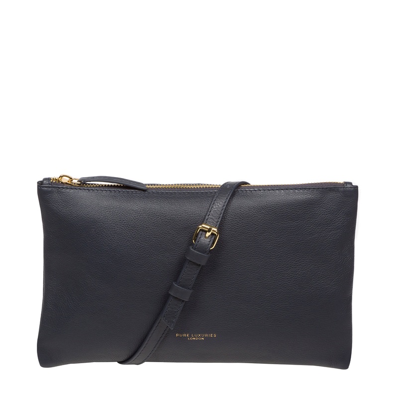 'Anya' Navy Nappa Leather Cross Body Evening Bag
