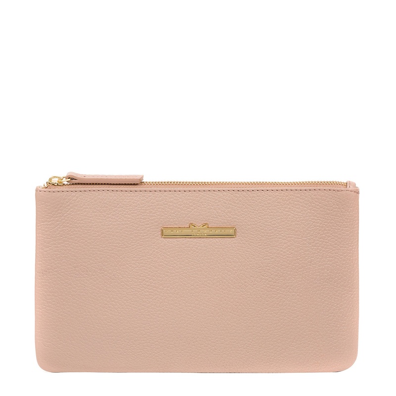 'Arlesey' Blush Pink Leather Clutch Bag